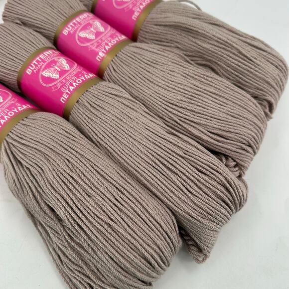 4 Butterfly Threads  EL. D. Mouzakis Yarn Aran 100% Mercerized Cotton Stone Gray - Picture 3 of 5